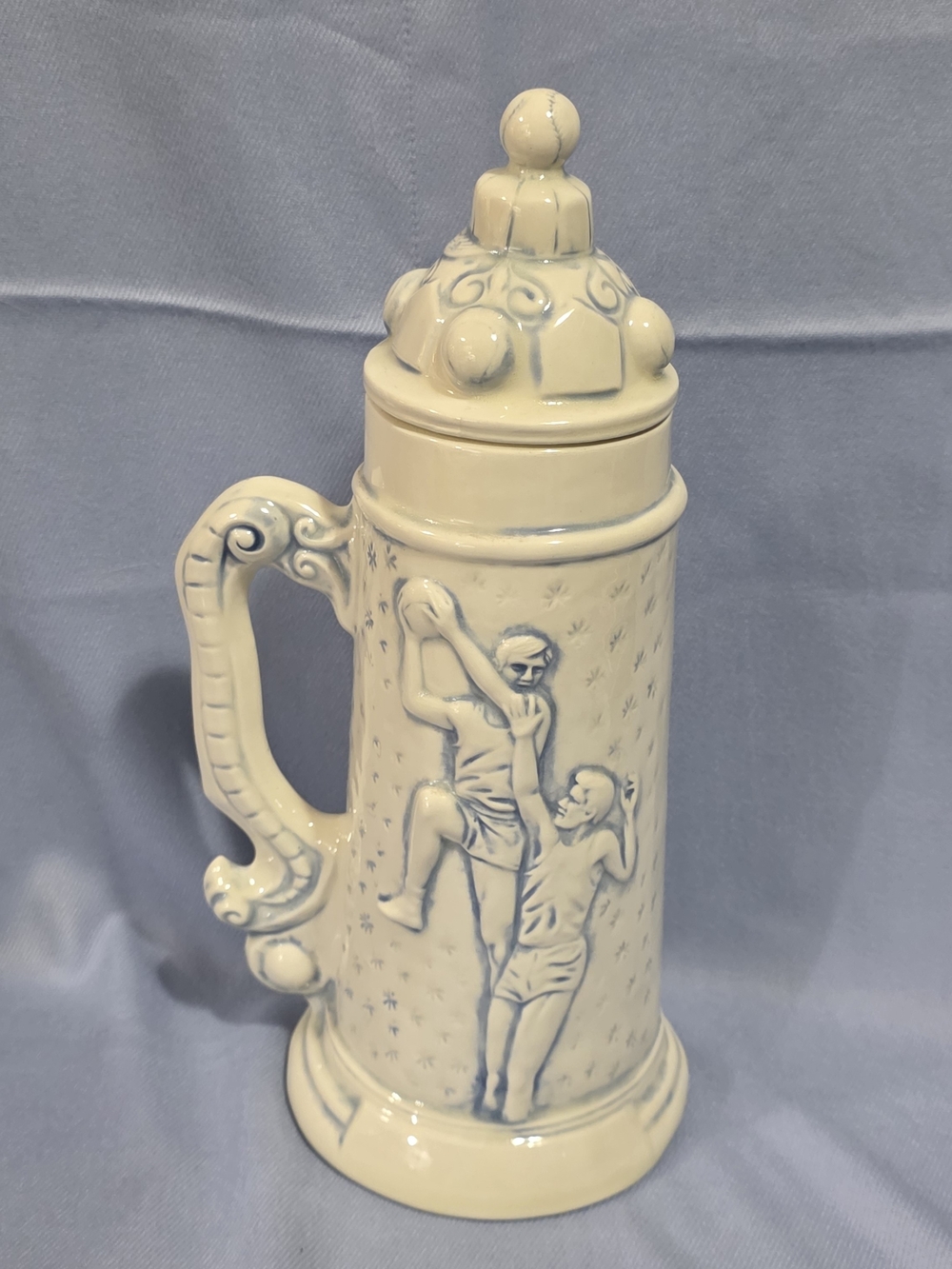 Vintage 1984 Hand-Painted Ceramic Basketball Sports Stein (0.5 Liter)